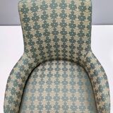 Pair of High-Quality Green Patterned Fabric and Beech Armchairs, Italy
