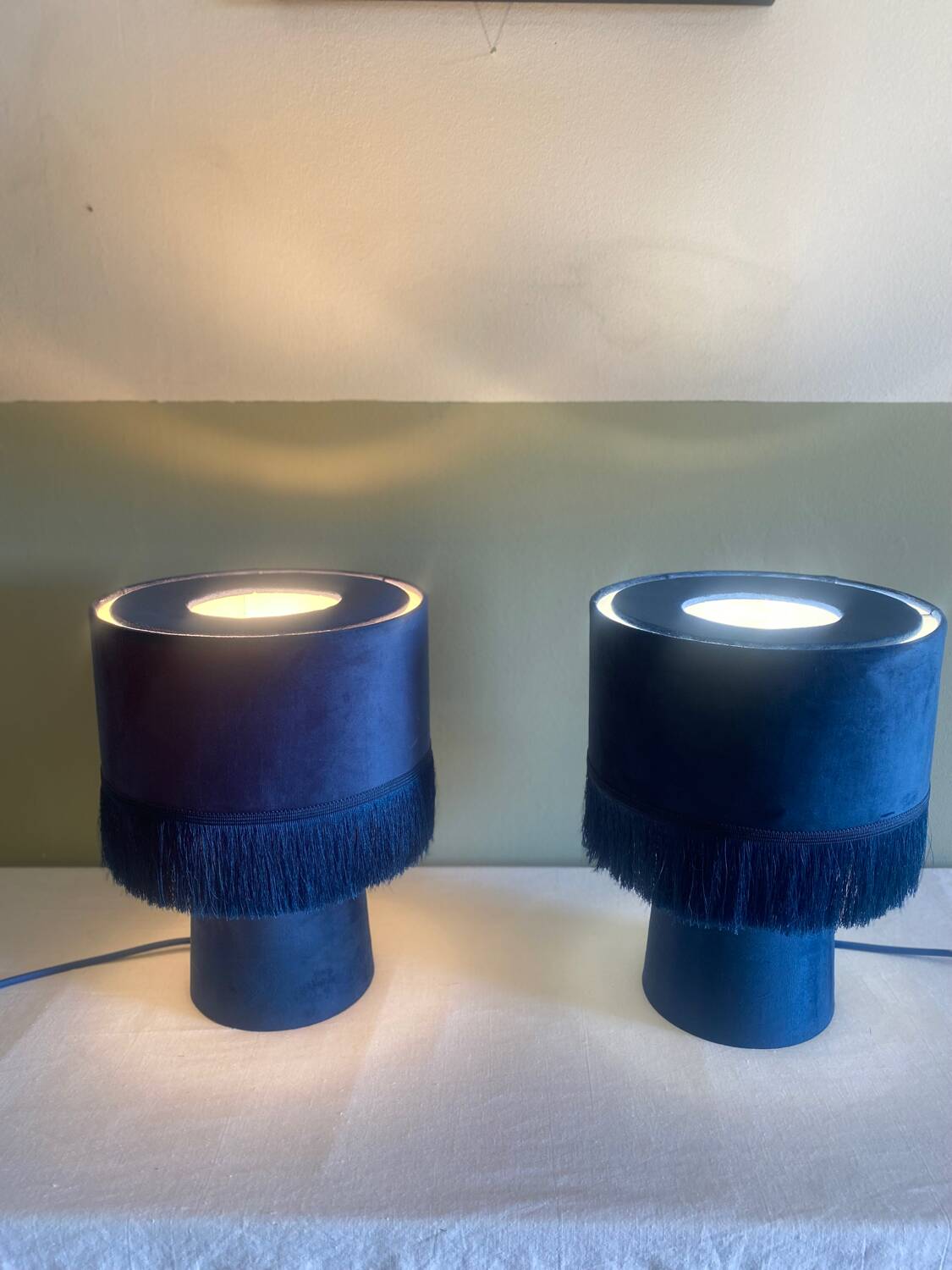 Blue velvet lamps