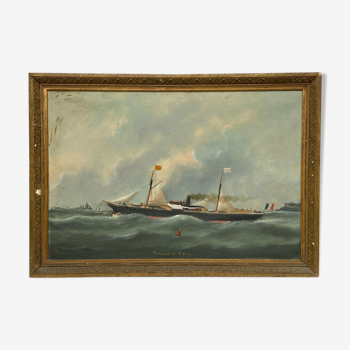 Huile sur toile par robert bateaux deux-mats 1900 ferdinand a cap f soulas
