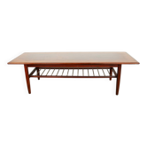 Table basse en palissandre et tubes de métal, deux niveaux, Danemark 1960.