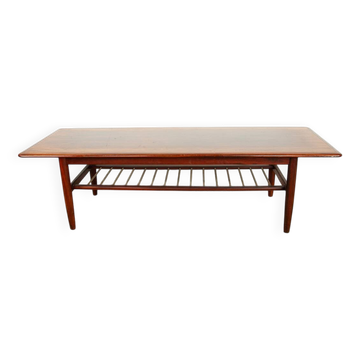 Table basse en palissandre et tubes de métal, deux niveaux, Danemark 1960.