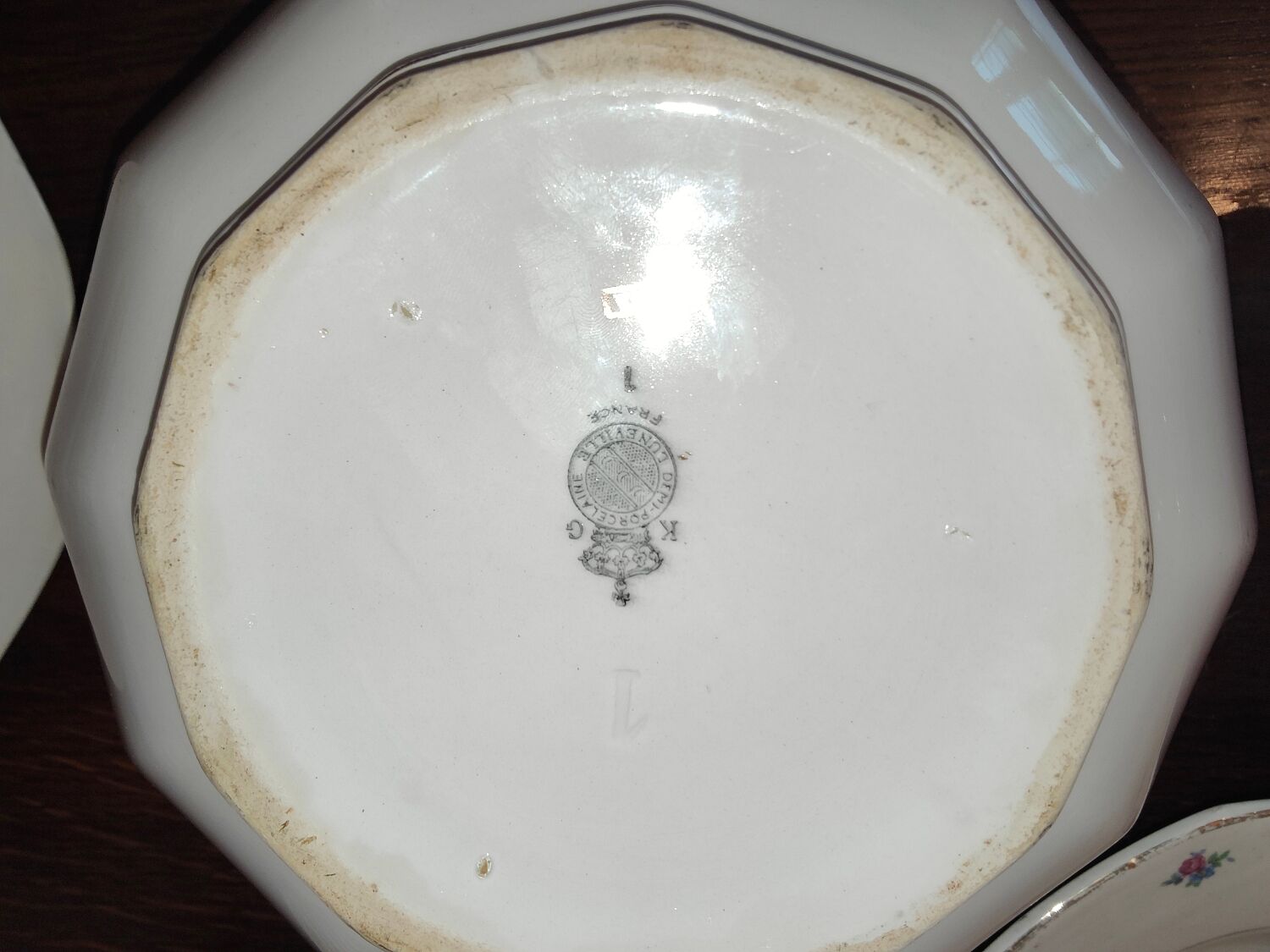 Old service 28 pieces porcelain KG Keller and Guérin Lunéville France decorated with flowers Rosita XIXth Century