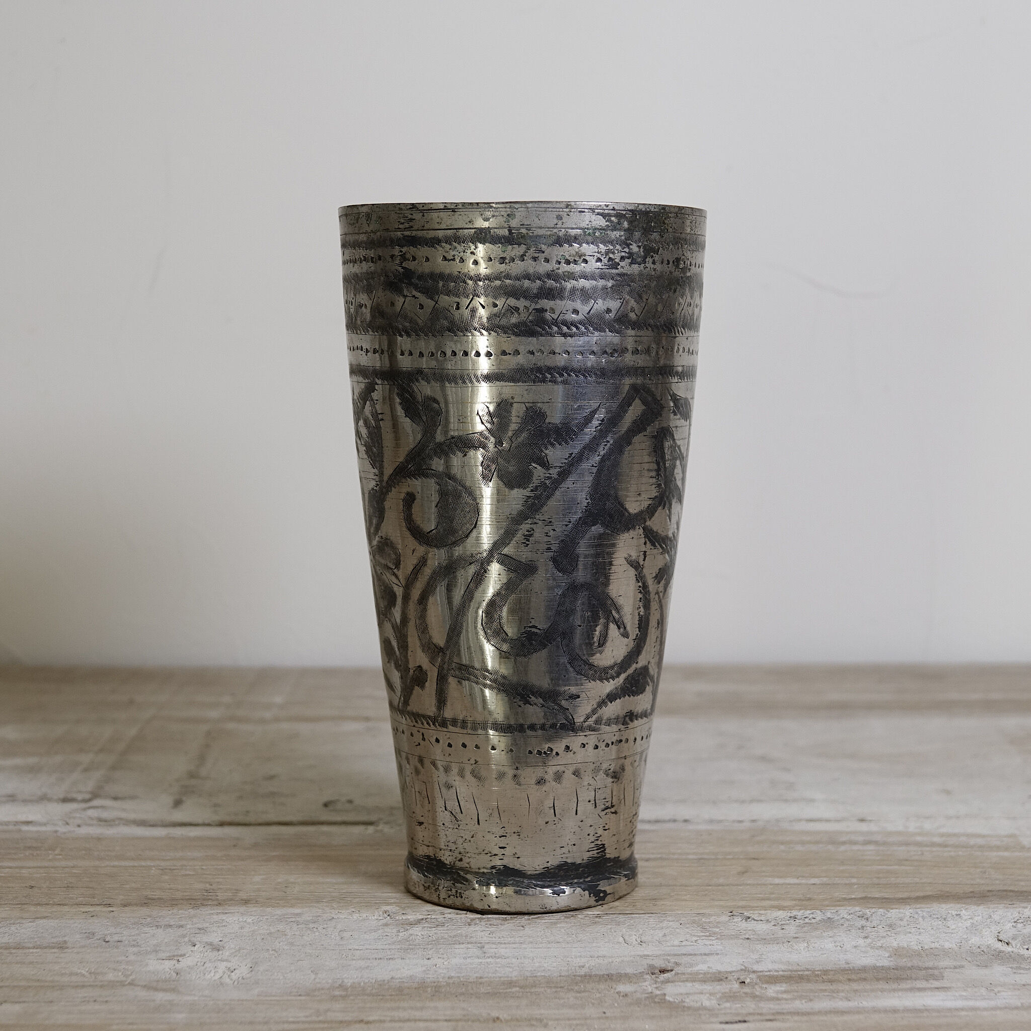 Antique brass lassi glass