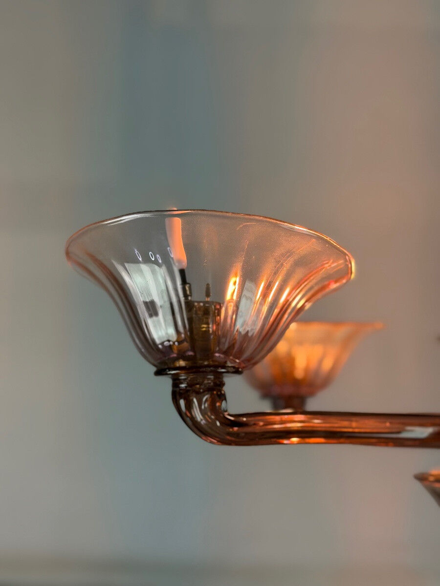 Venetian chandelier in amethyst Murano glass, circa 1920