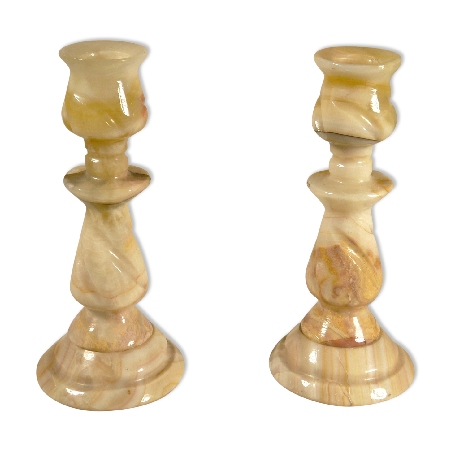 Pair of onyx candle holders