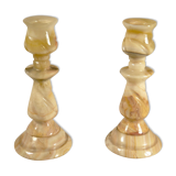 Pair of onyx candle holders