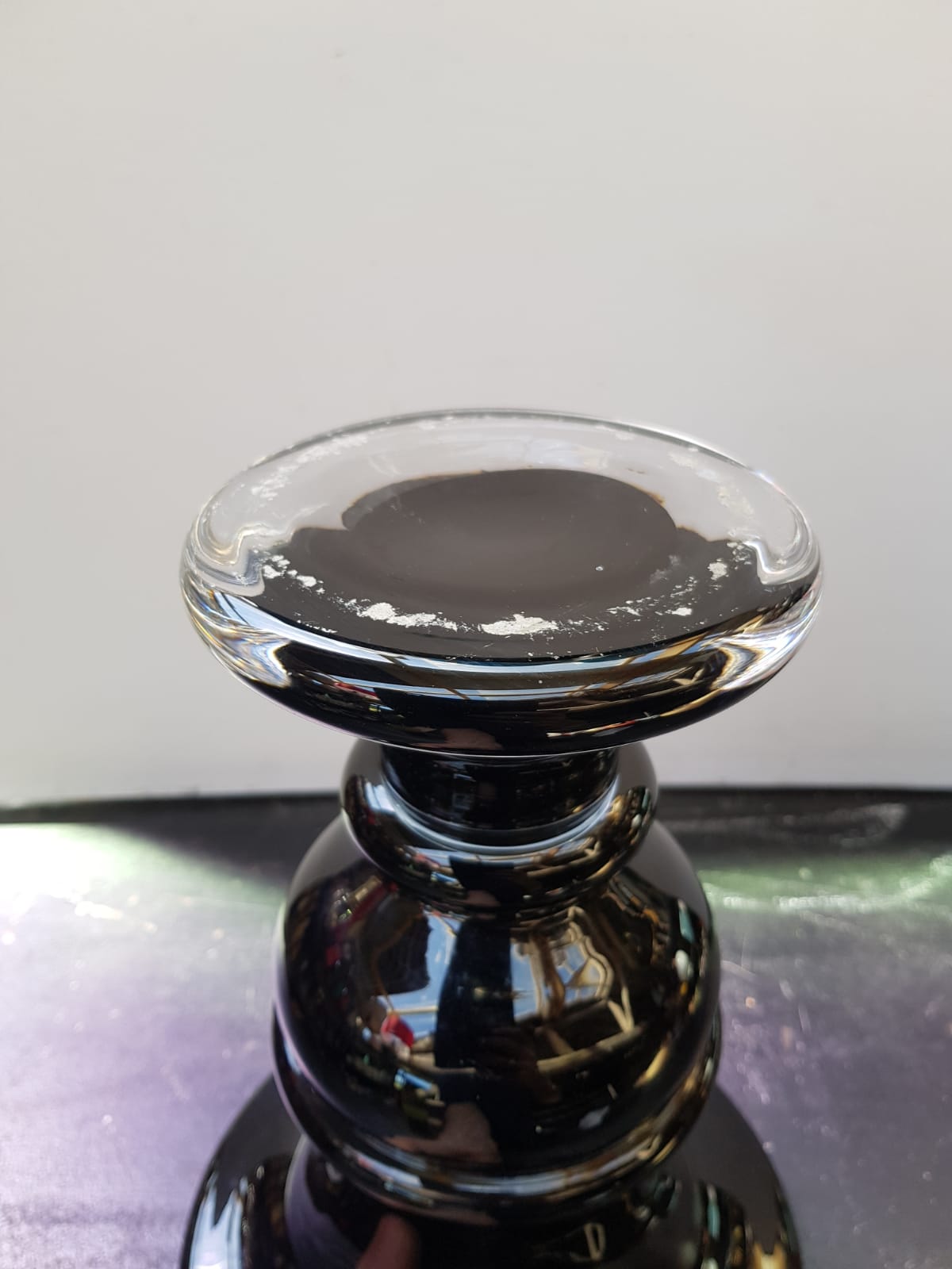 Old Medici Shape Vase Black & Transparent Multilayer Glass Vintage