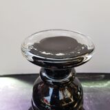 Ancien Vase Forme Médicis Verre Multicouche Noire & Transparent Vintage