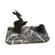 Inkwell old year 40 marble statuette deer brass alloy Brocanteespritdantan
