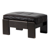 Vintage mid century footstool ottoman in dark brown leather by Harry de Groot for Leolux, 1970s