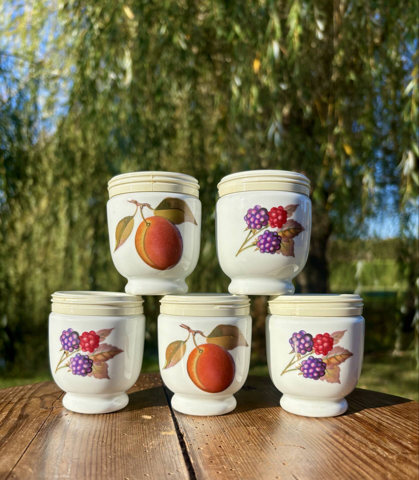 Set of 5 egg coddler bases or egg coddler Royal Worcester