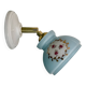 Vintage wall sconce with blue opaline glass shade and floral decorations