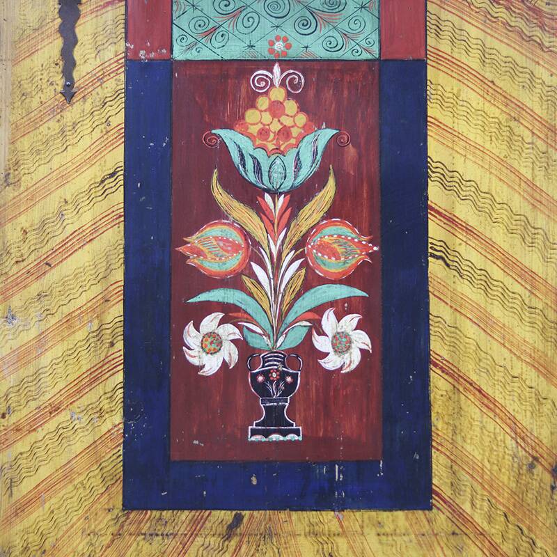 Rustic Farmhouse Folk Art Painted Bridal Cabinet