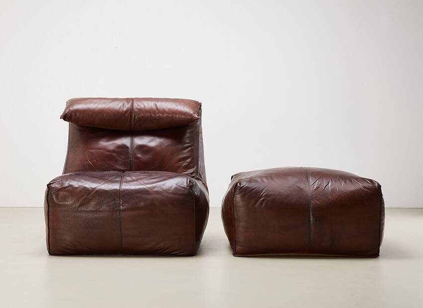 Early Bambole Lounge Chair + Ottoman by Mario Bellini for C&B Italia 1972