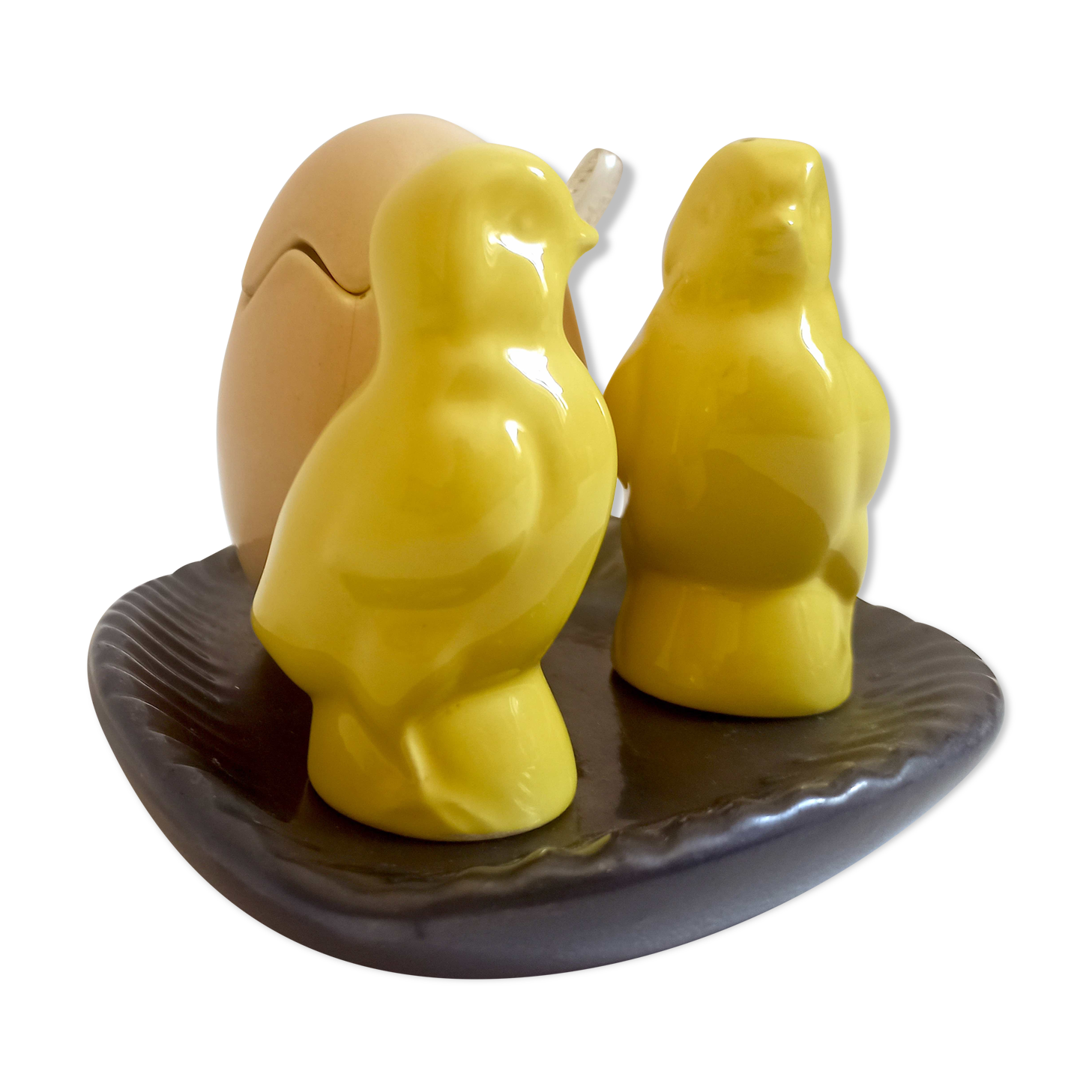 Set salt pepper mustard ceramic 60s