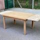 Extensible farmhouse dining table stripped in raw solid oak 1950