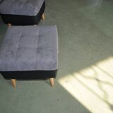 Mid-century modern ottomans in grey and black, 1950s, set of 2