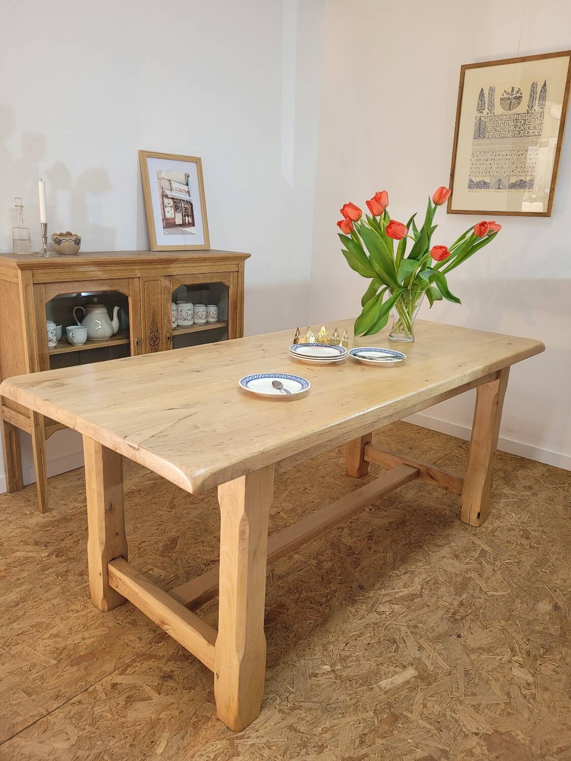 Solid wood farm table
