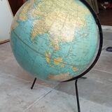 Old terrestrial globe world map Taride metal feet