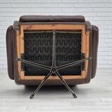 1970s, Danish swivel chair, original condition, brown furniture leather.