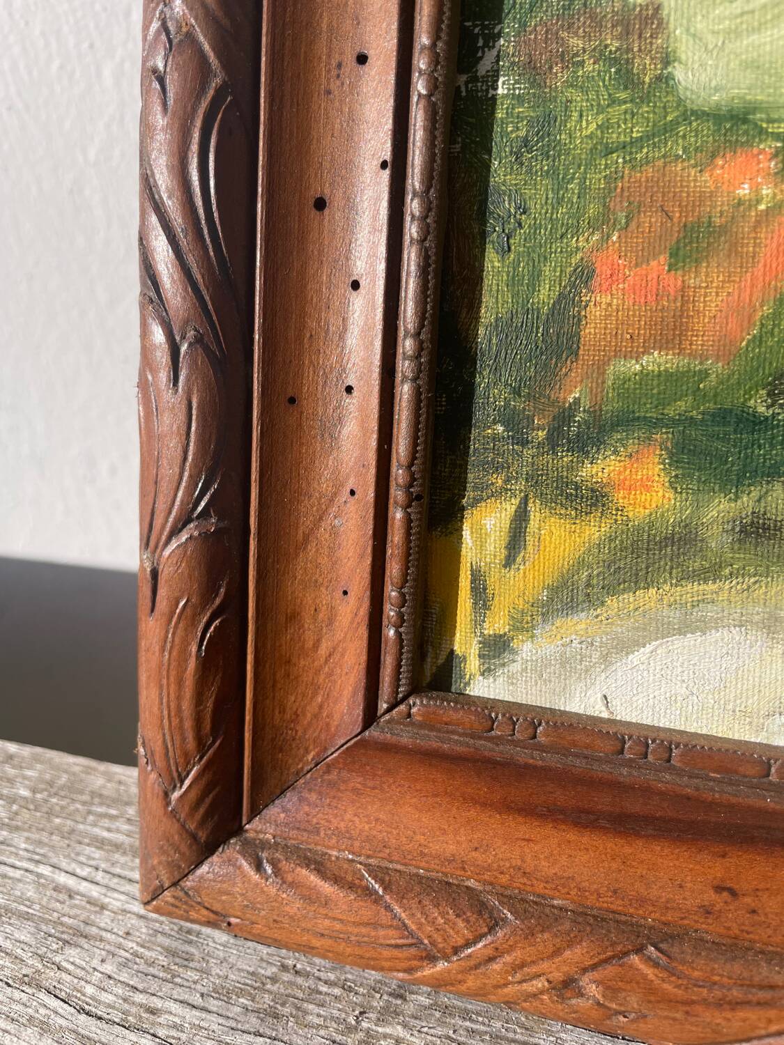 Oil painting landscape wooden frame