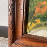 Oil painting landscape wooden frame