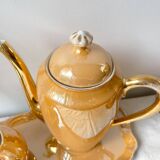 Vintage Czecho-Slovakia Victoria China Iridescent Peach Lustre Tea Set 1950s