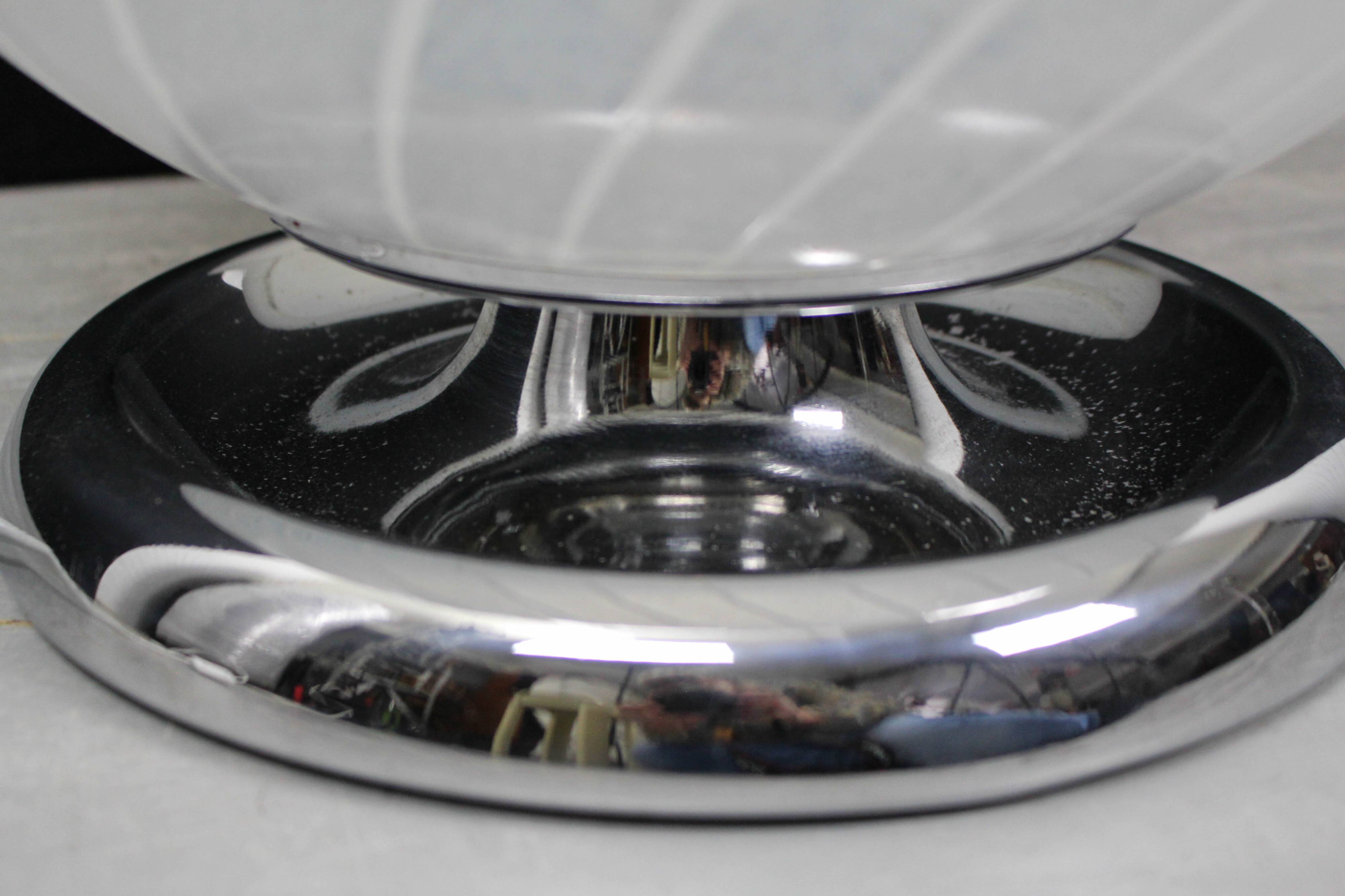 Mid Century Swirl Murano Table Ball Lamp with Chrome base