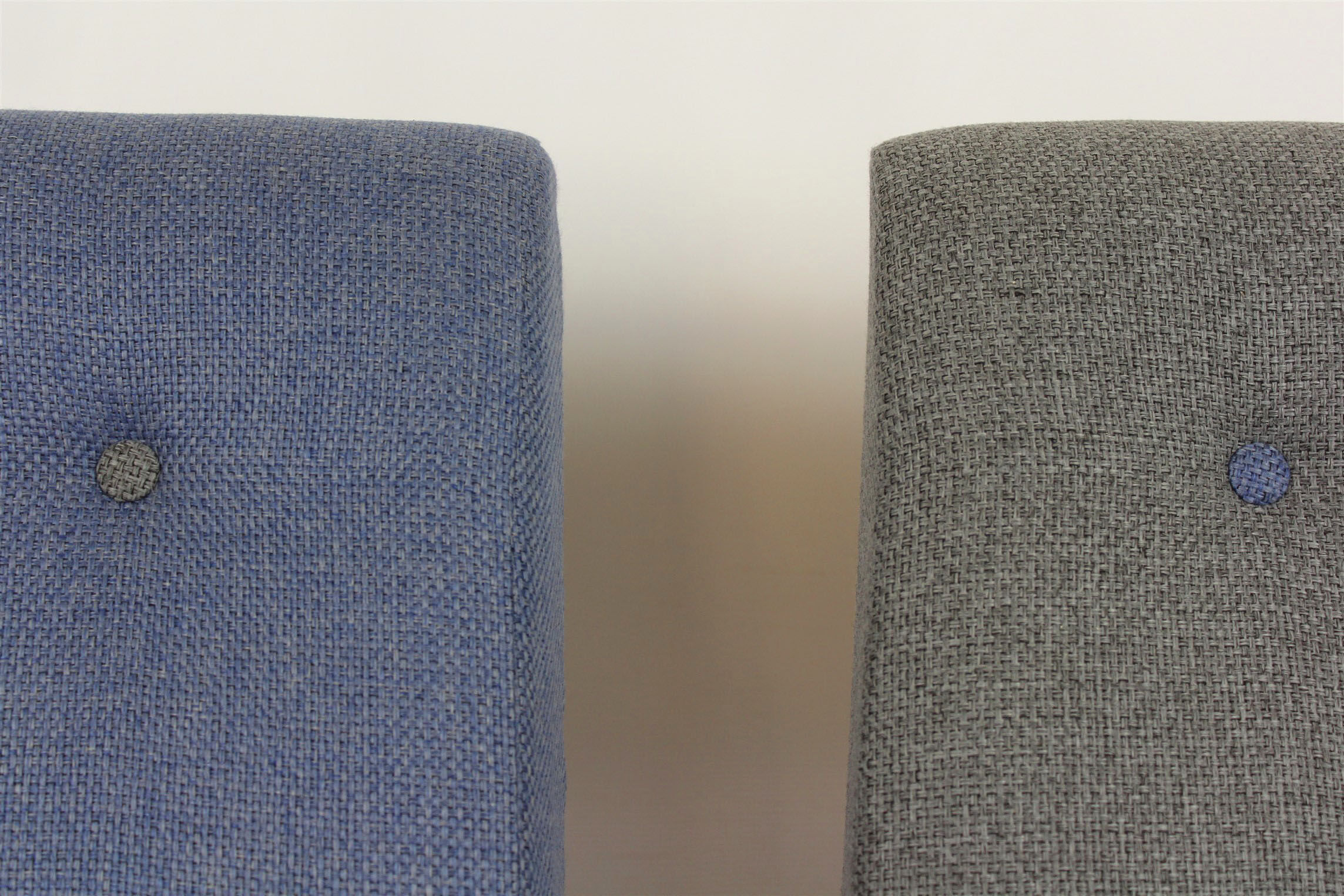 Set of 2  grey and blue lounge armchairs 1960s