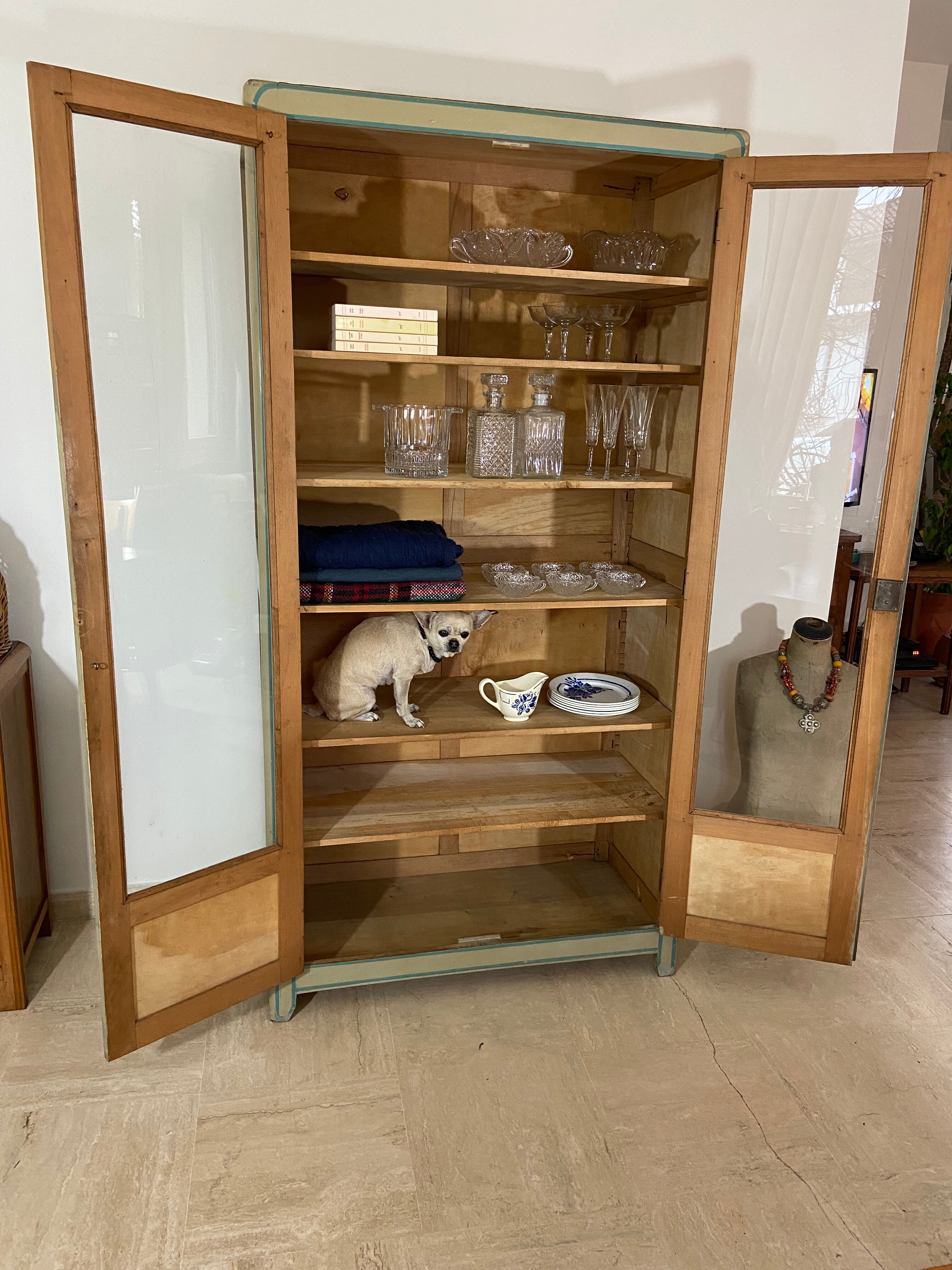 Glass-glazed Parisian wardrobe 1950