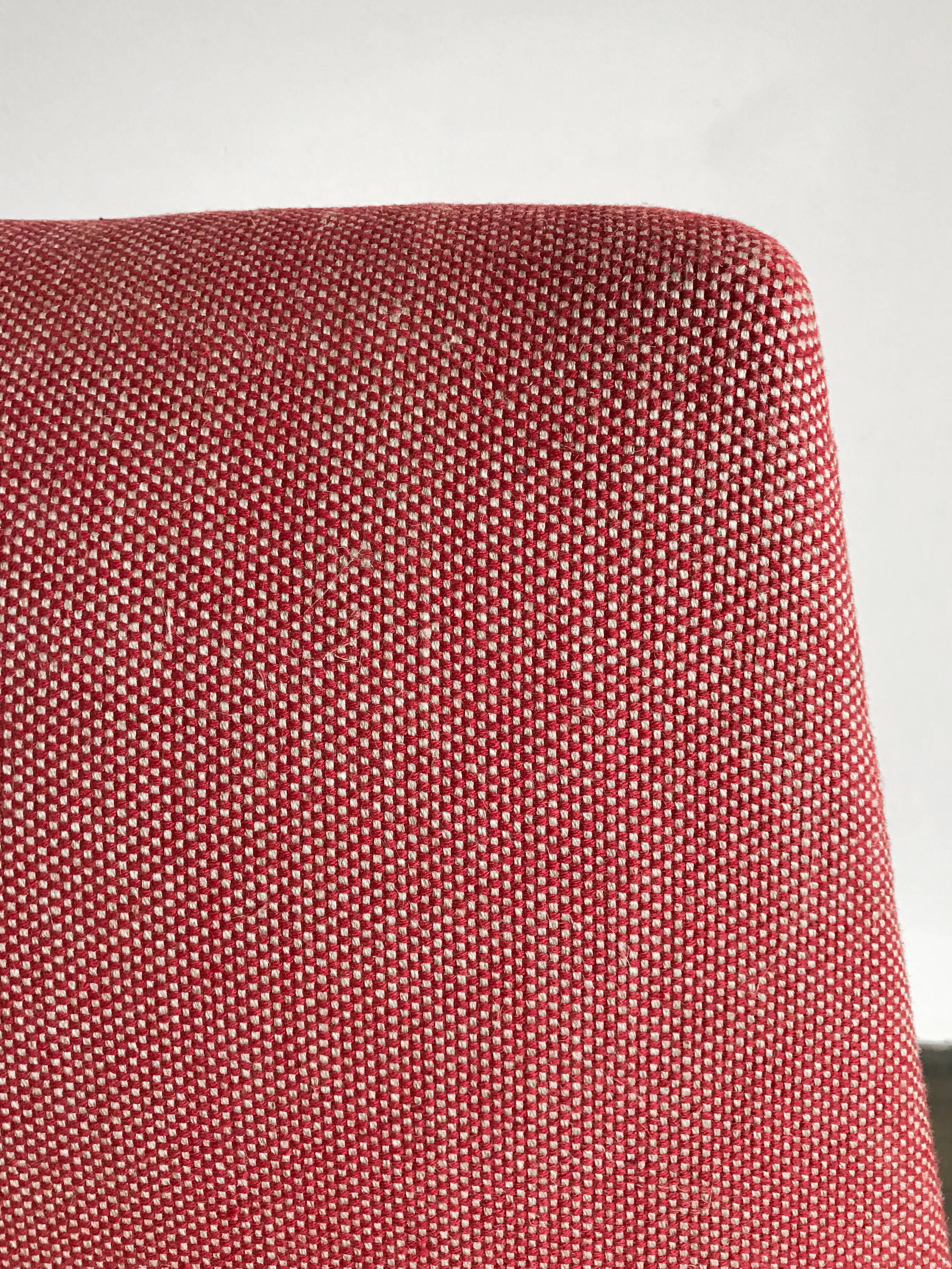 Couple of Italian midcentury modern design red armchairs 1950s