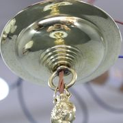 Pair of 1930s Peter Behrens Luzette pendants in opaline glass and brass
