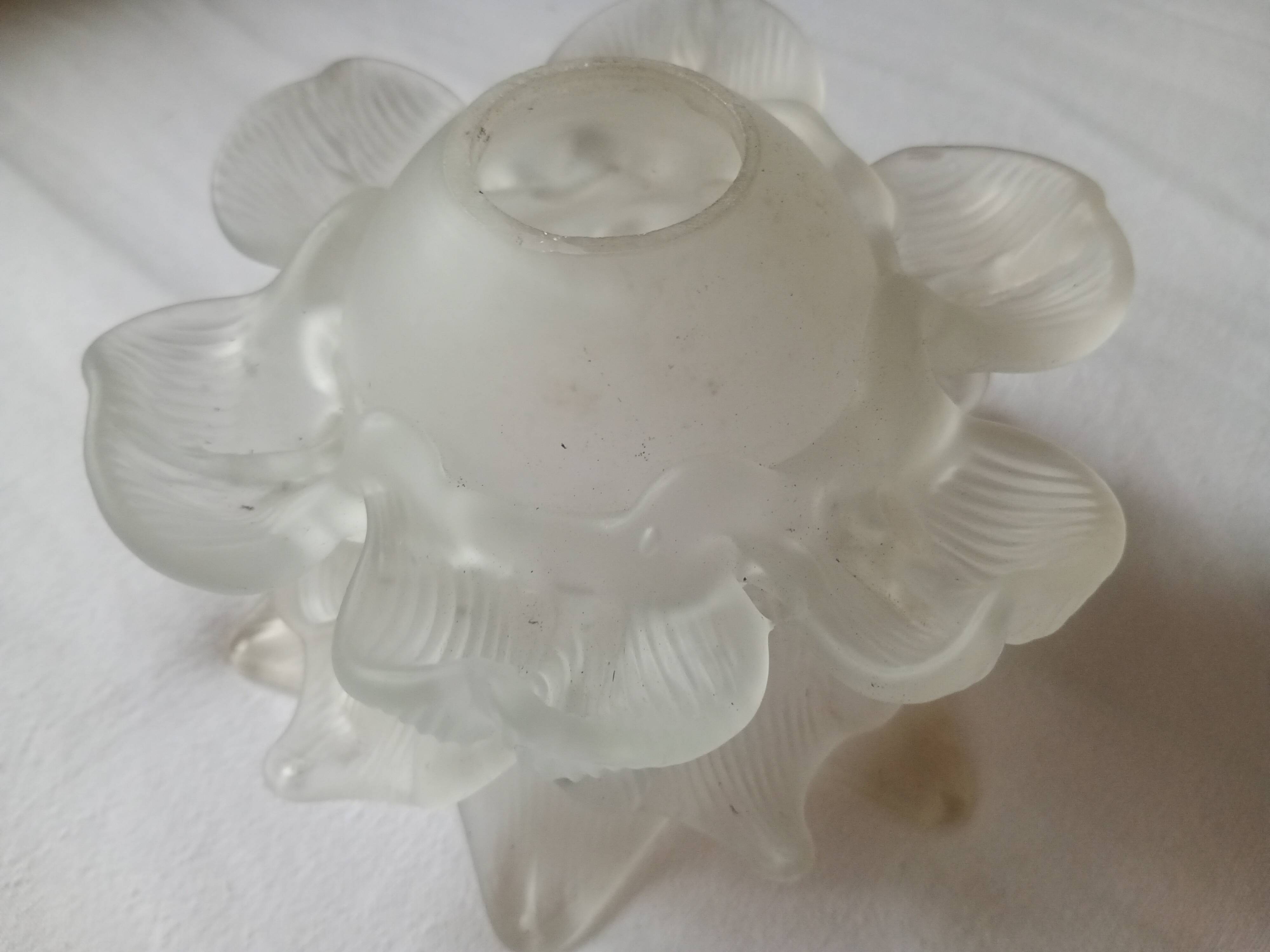 Grande Tulipe ancienne en forme de fleur "rose" - verre dépoli