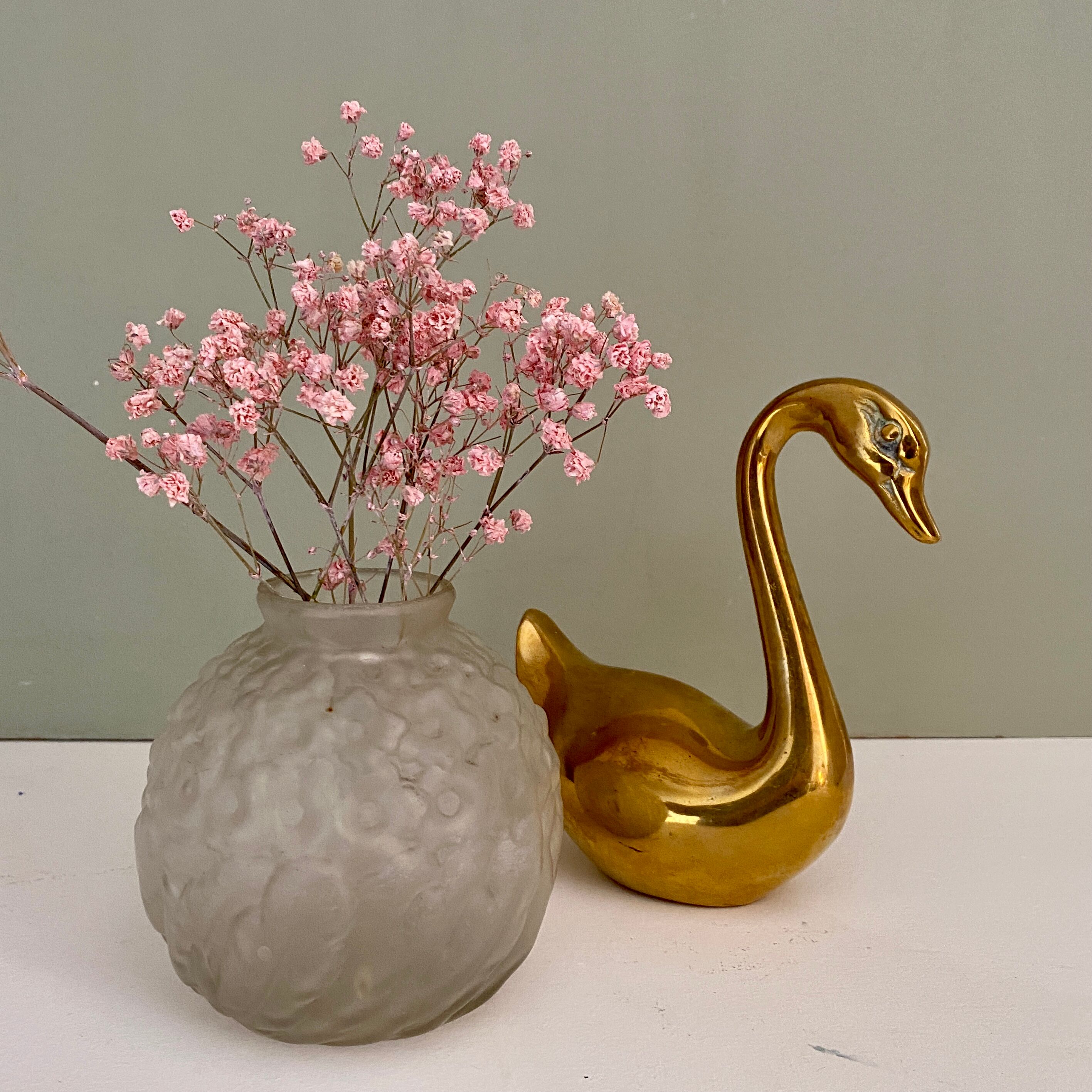 Vintage art deco vase in frosted glass