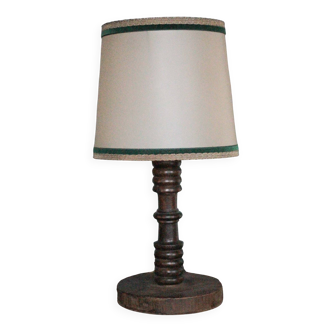 Lampe de chevet, lampe de table, lampe à poser bois avec abat-jour vintage