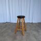 Vintage Wooden Bar Stool: Black Leather Seat, Mid-Century Bistro Style