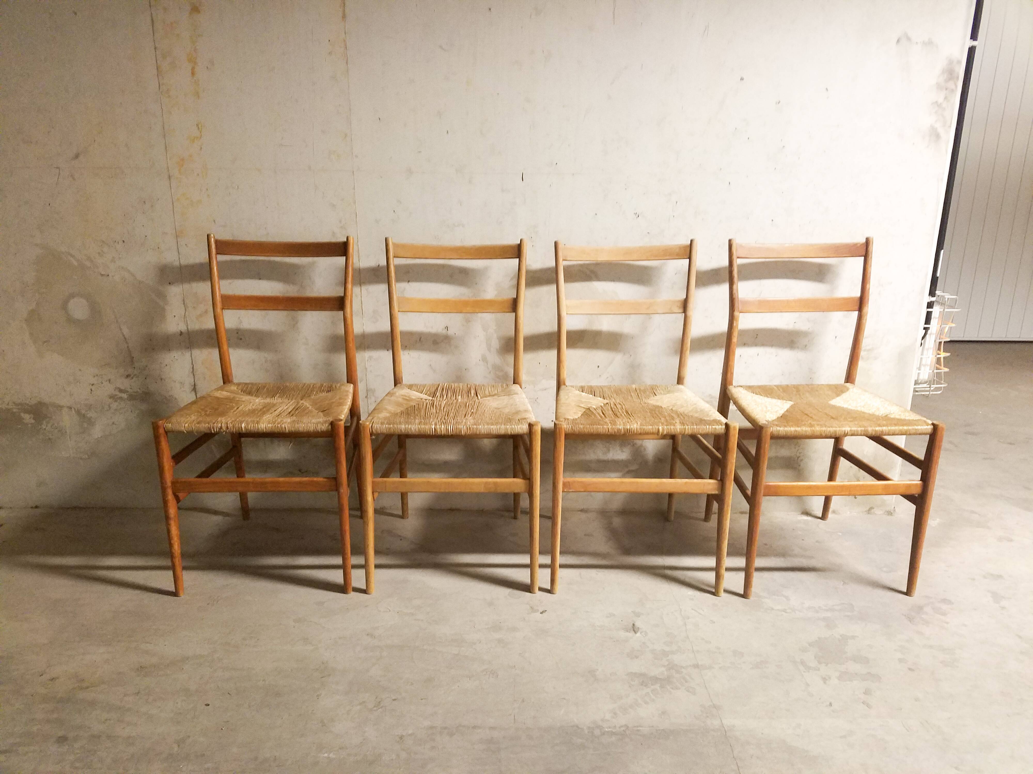 Ensemble de 4 chaises Leggera par Gio Ponti