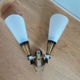 Double brass and plexiglass wall lamp Maison Lunel