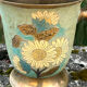 Cloisonne Brass champagne bucket with sunflower relief decoration