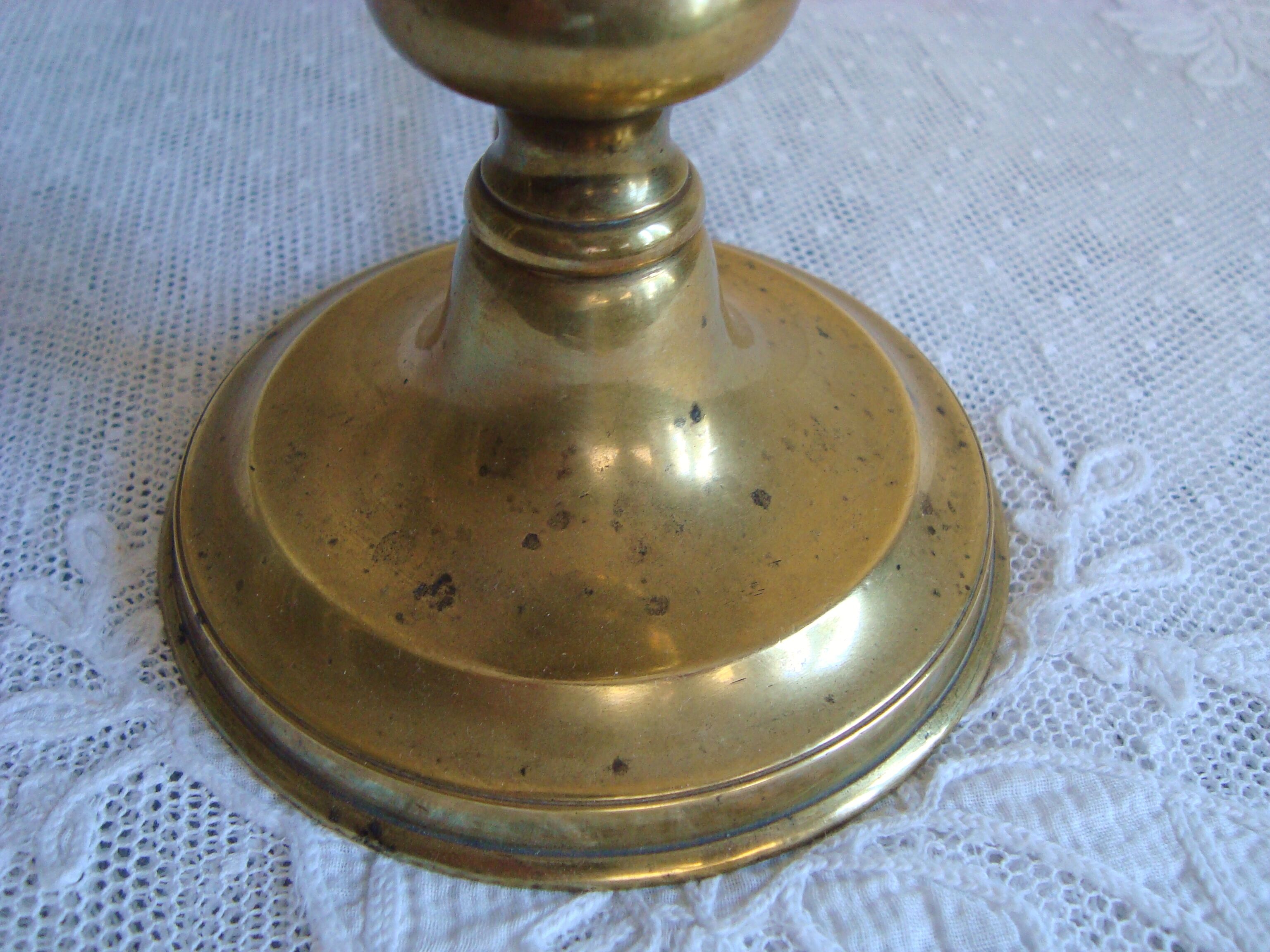Ancient brass lamp with its youthd shade motifs farm animals