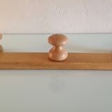 Three-headed varnished wooden coat rack, Scandinavian style / vintage 60s-70s