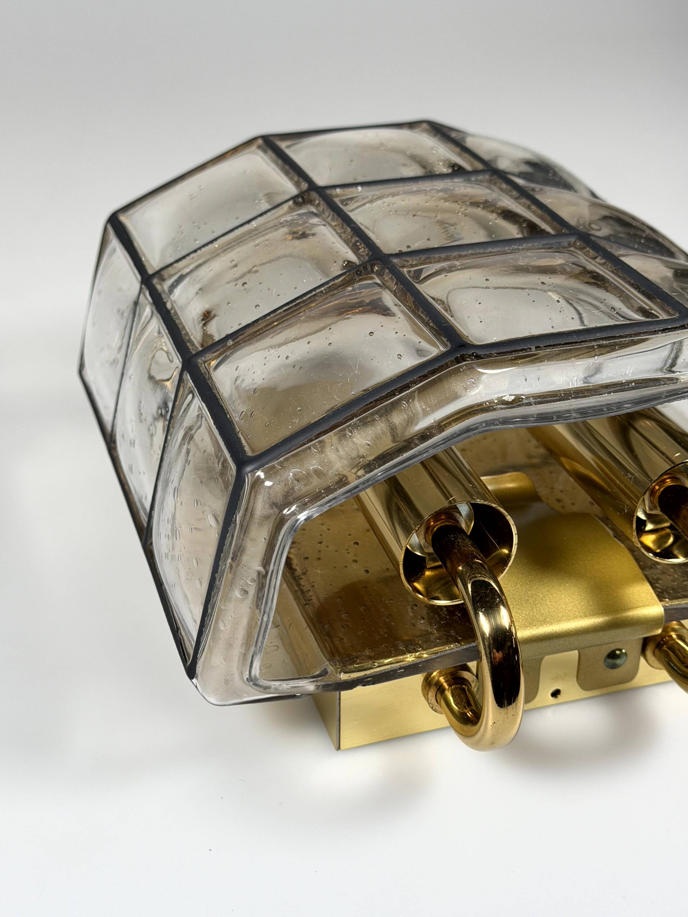 60s 70s Wall Lamp Wall Sconce Glashütte Limburg Germany Glass & Metal