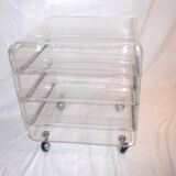 Plexiglass box with drawers on casters