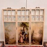 Louis XVI style three-leaf screen with Romantic and landscape decorations