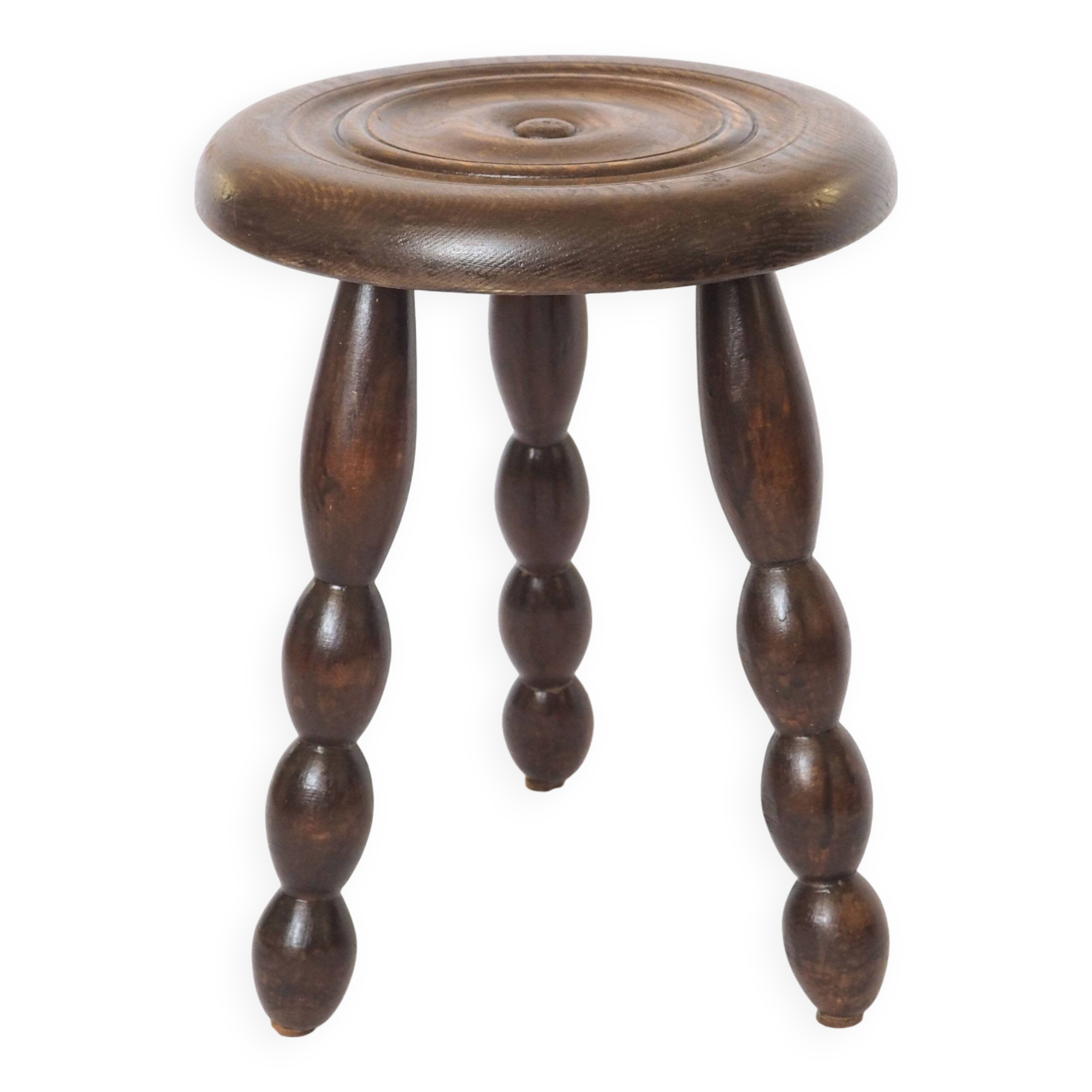 Beaded wooden tripod stool