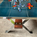 Coffee table in signed ceramic and chromed metal 70s