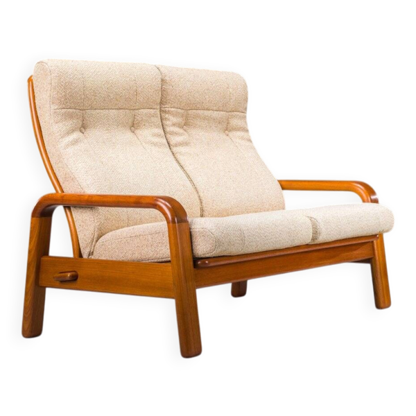 Canapé deux places danois en teck de style moderne du milieu du siècle, années 1960