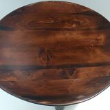 Table basse ronde brutaliste en hêtre