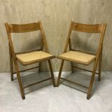 Duo of canned folding chairs