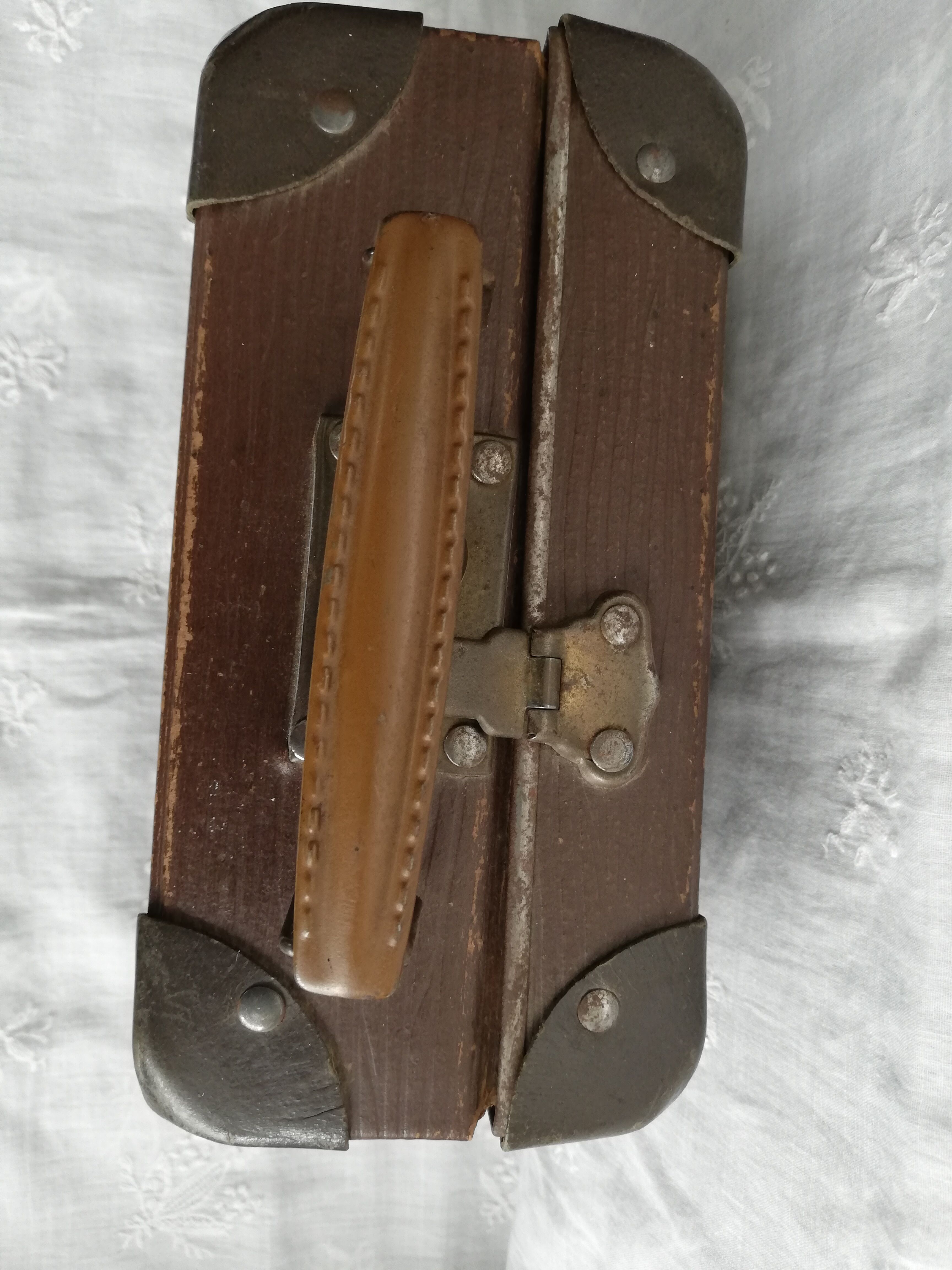 Old metal cardboard suitcase